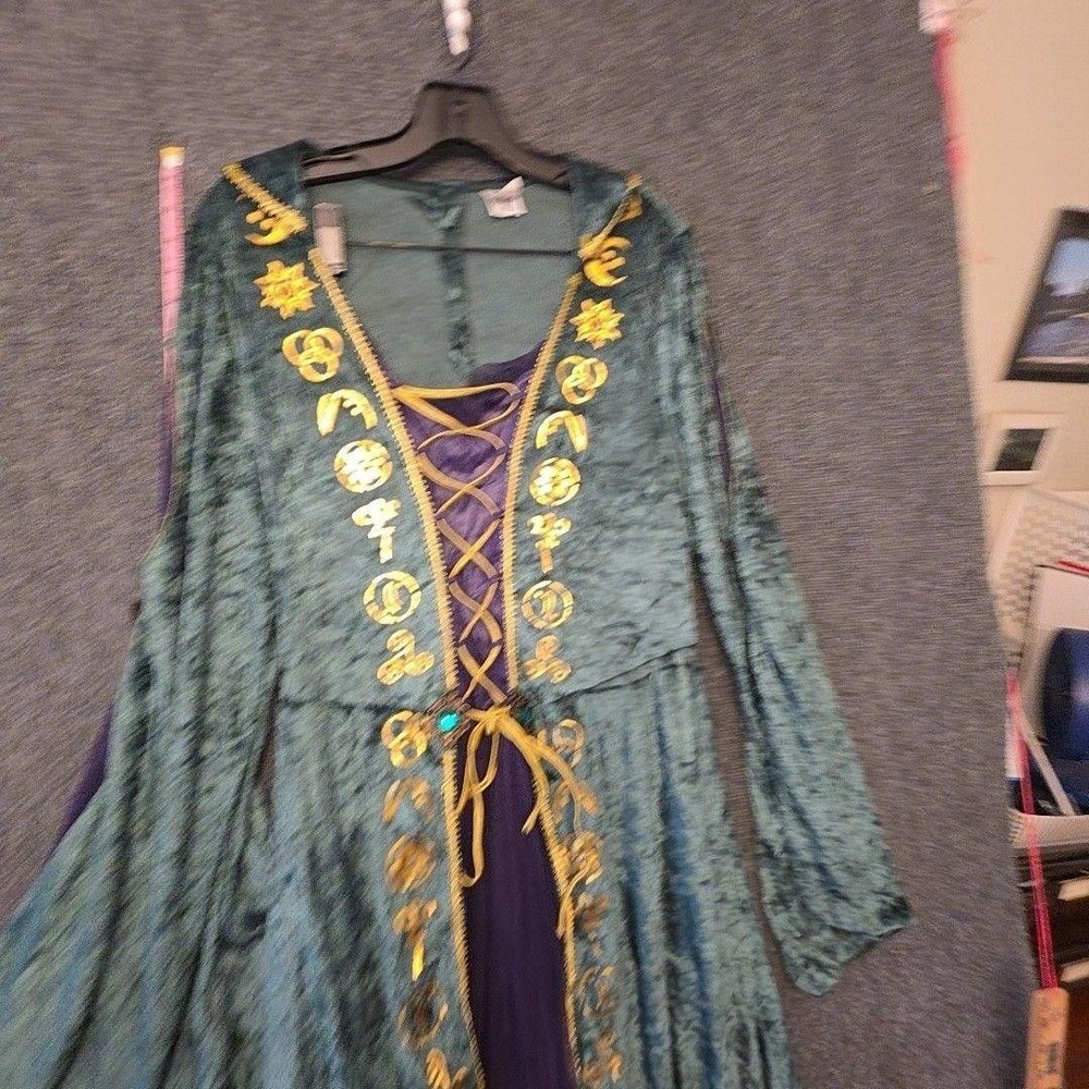 Spirit Dress Womens XL Green Velvet Hocus Pocus Corset Witch Winifred Sanderson - Picture 2 of 14